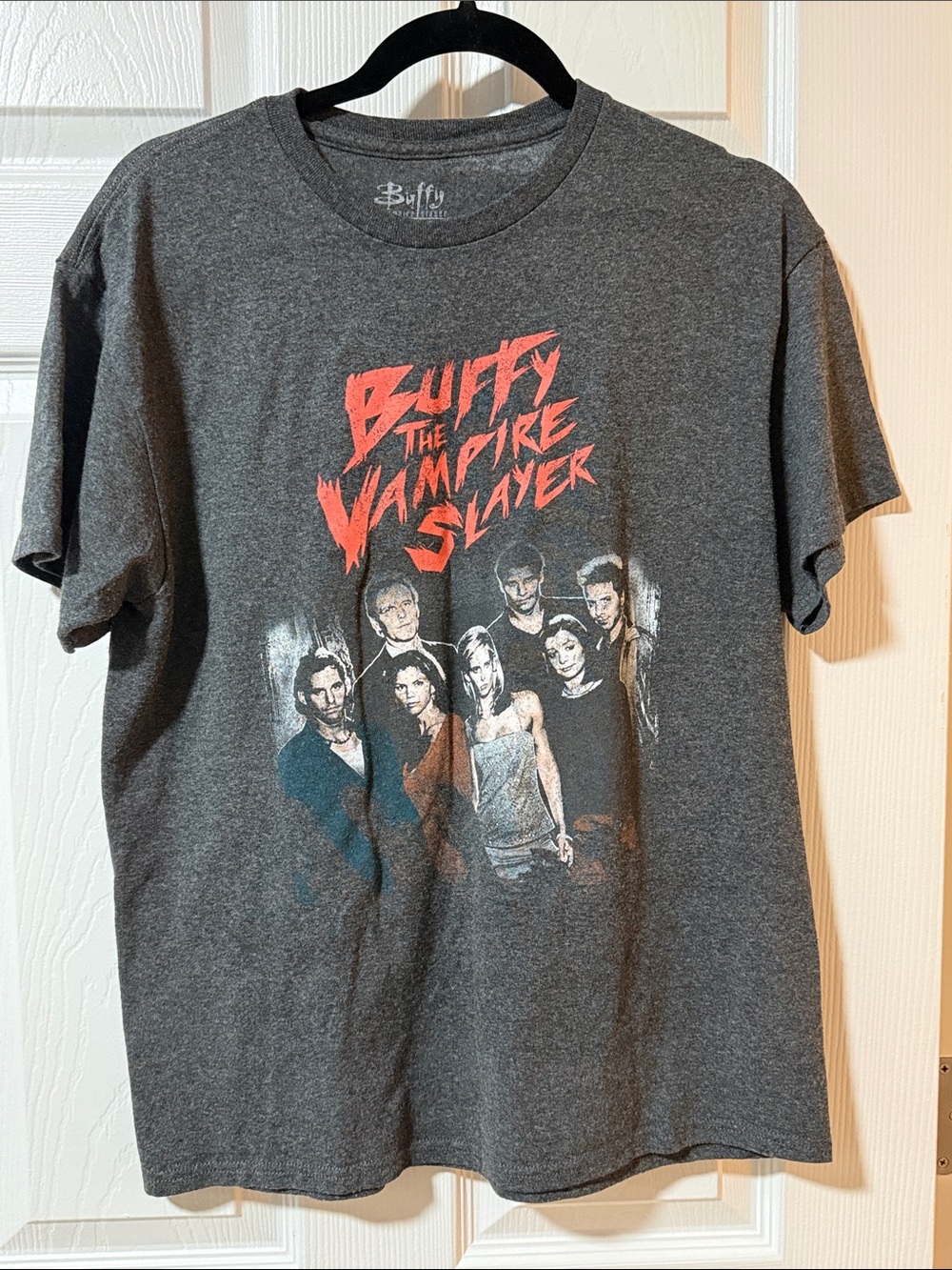 Buffy The Vampire Slayer Graphic Tee by Buff - Gray with Red Print